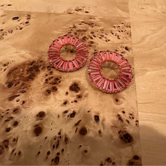 J Crew Elegant Pink Circular Earrings - Picture 2 of 3